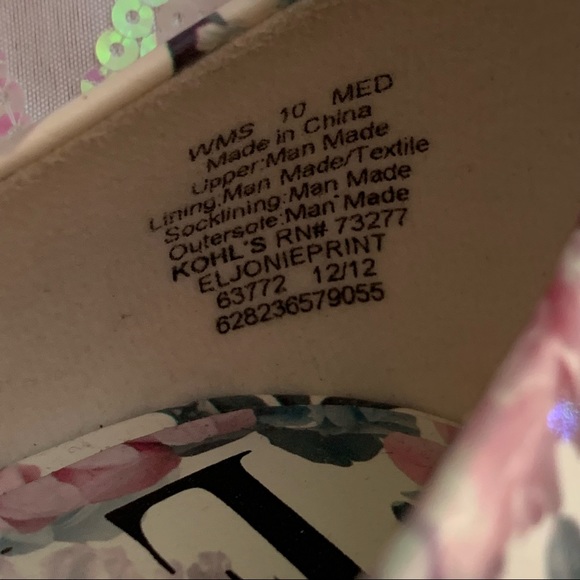 Elle Patent "Pleather" Floral Pastel Pointed Straight Toe Stiletto Pumps Size 10 - Picture 10 of 14